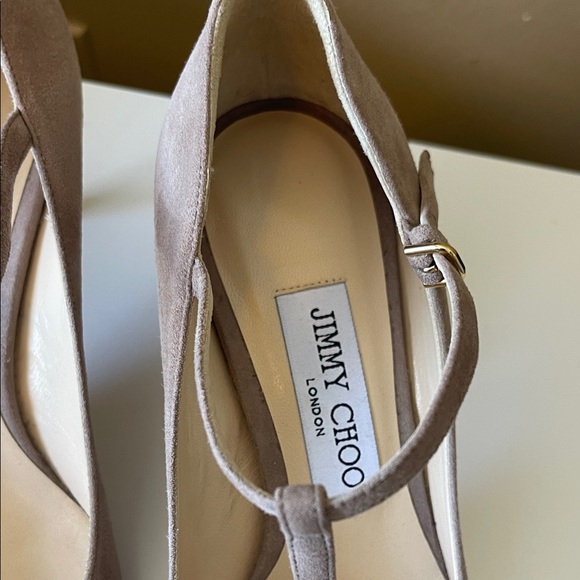 Jimmy Choo Suede T- Strap Heels - Picture 2 of 9